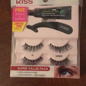 Kiss 100% human hair(2 sets), adhes.,applic.